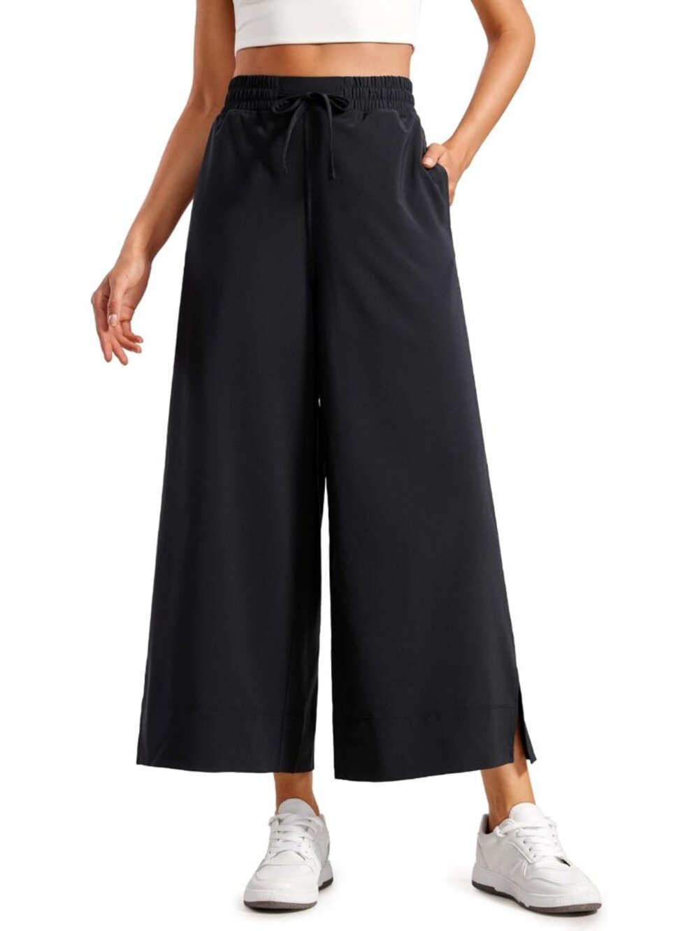 Lightweight Wide Leg Crop Pants 25"